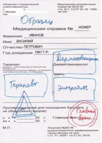 Медицинская справка в бассейн дешево плюс бесплатно доставка